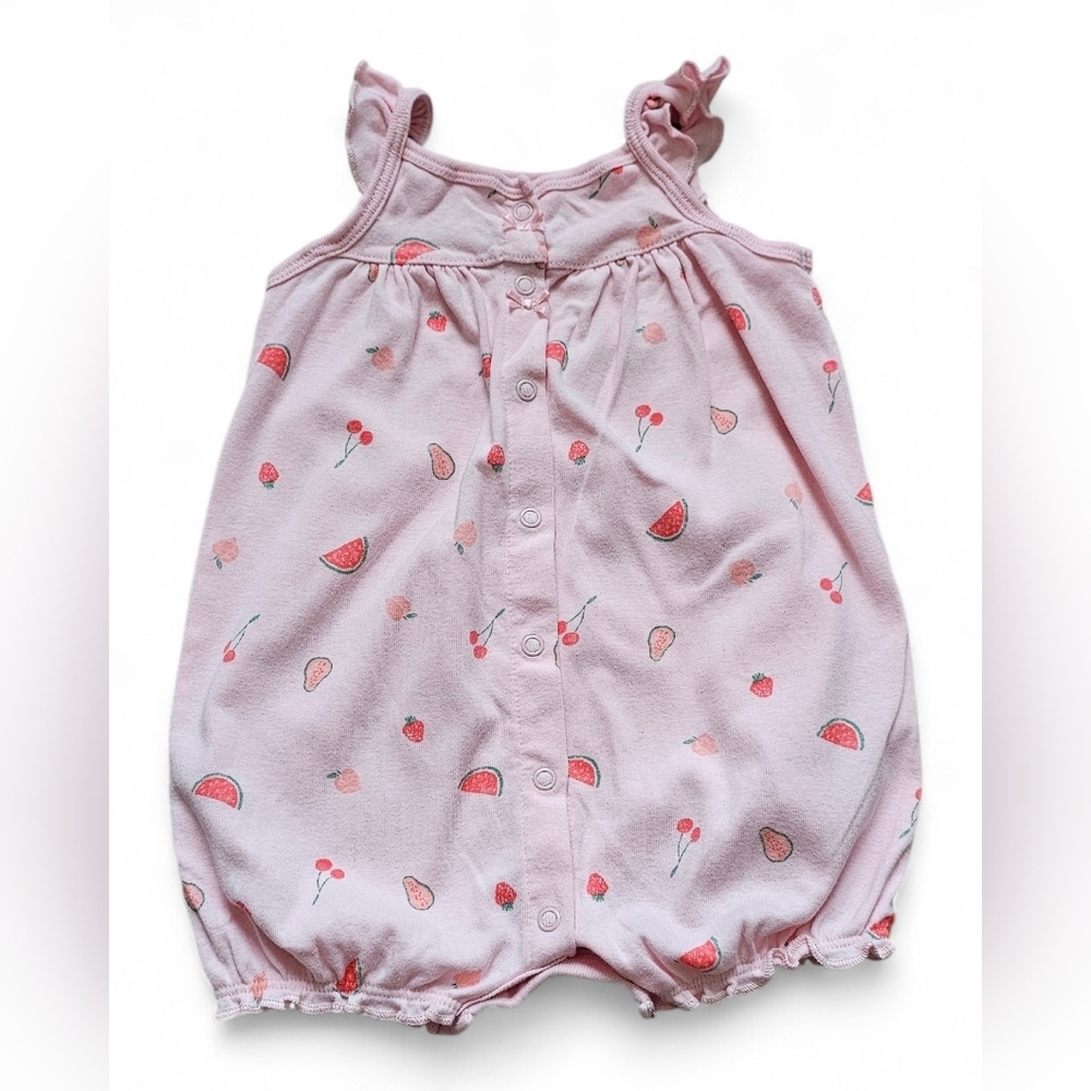Child of Mine by Carter’s Pink Fruit Print Sleeveless Baby Romper Size 18M